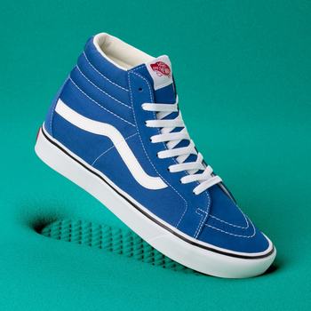 Férfi Vans Suede and Canvas Comfycush Sk8-Hi Reissue Magasszárú Cipő VA2075983 Kék